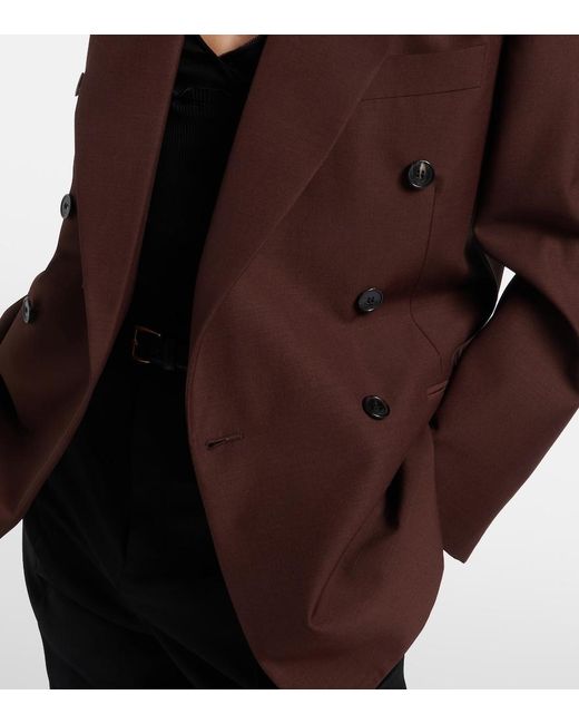 Saint Laurent Brown Double-Breasted Wool And Mohair Blazer