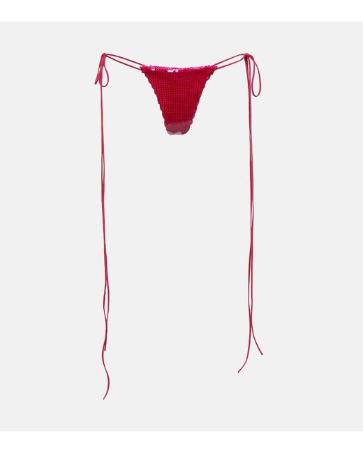 LAQUAN SMITH White Sequined Side-Tie Panties