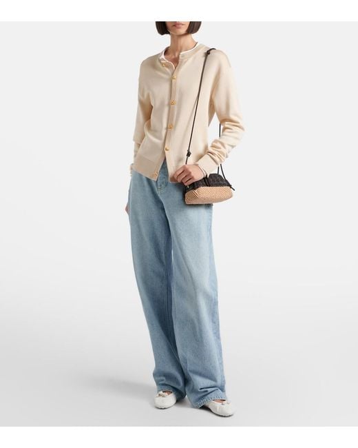 Bottega Veneta Black Concert Leather And Raffia Shoulder Bag