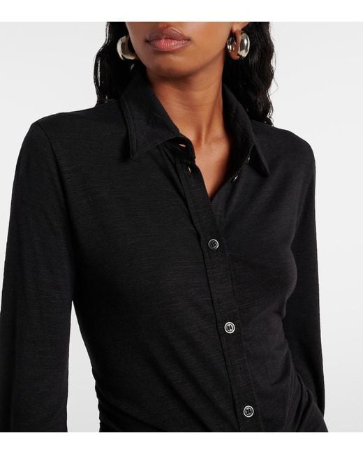 Isabel Marant Black Ivalia Gathered Jersey Polo Dress
