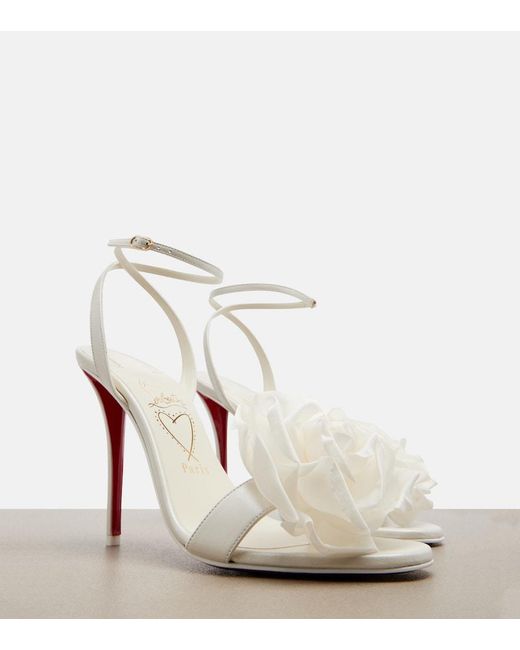 Christian Louboutin White Miss Z Flora Leather Sandals