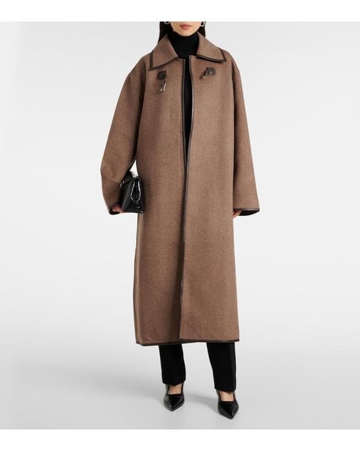 Totême  Brown Wool Double Clasp Coat