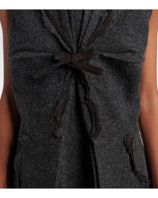 Prada Black Ruffled Virgin Wool Minidress