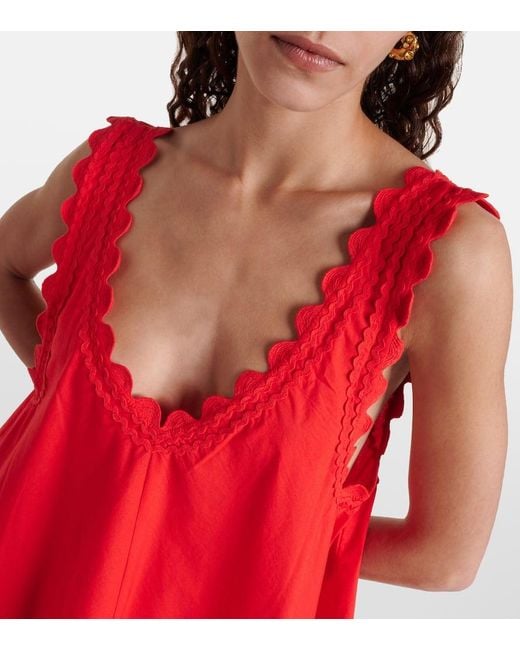 Juliet Dunn Red Besticktes Minikleid aus Baumwolle