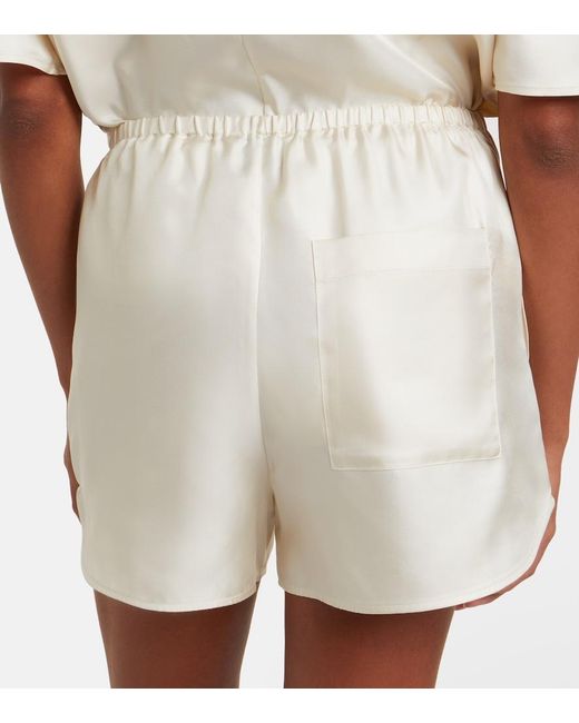 Loulou de Saison White Cabo Silk Satin Shorts