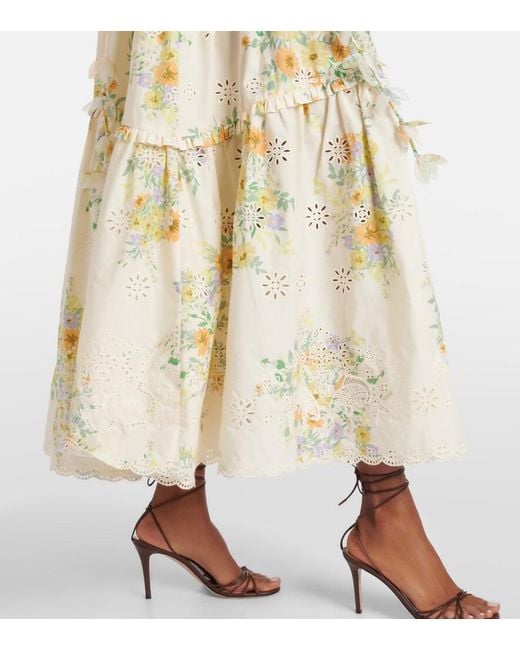ALÉMAIS White Juliette Floral Tiered Cotton Midi Dress