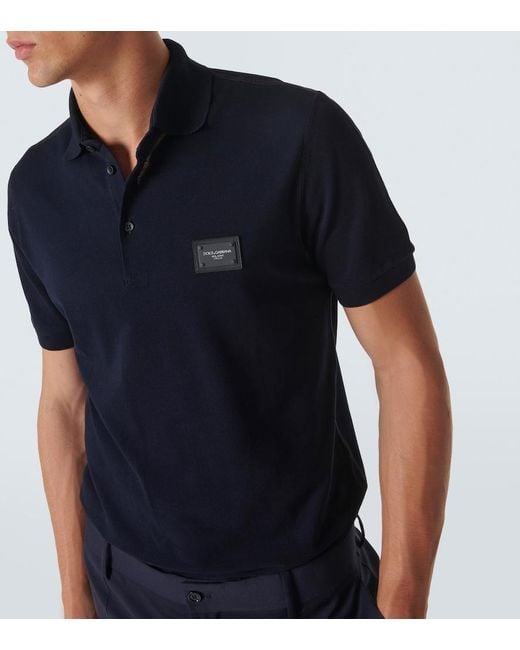 Dolce & Gabbana Blue Plaque Polo Shirt for men