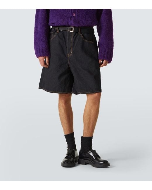 Sacai Black Denim Bermuda Shorts for men