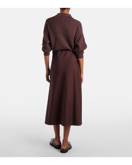 Brunello Cucinelli Purple Wool-Blend Midi Skirt