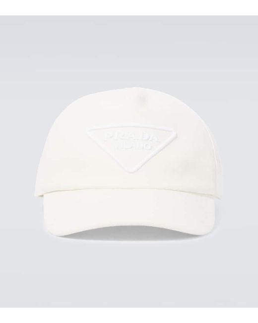Cappello da baseball con logo di Prada in Natural da Uomo