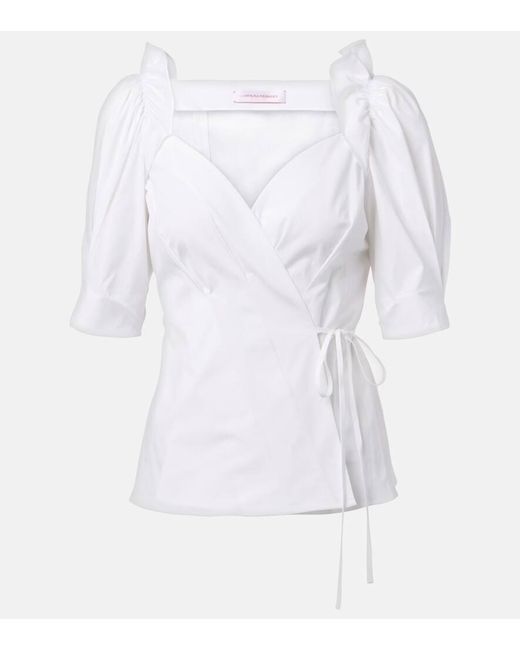 Top Envolvente En Mezcla De Algodon Carolina Herrera de color White
