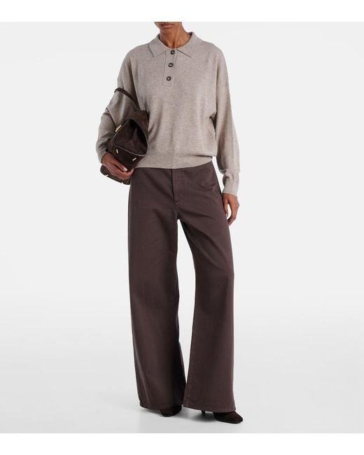 Jardin Des Orangers Natural Wool And Cashmere Polo Sweater