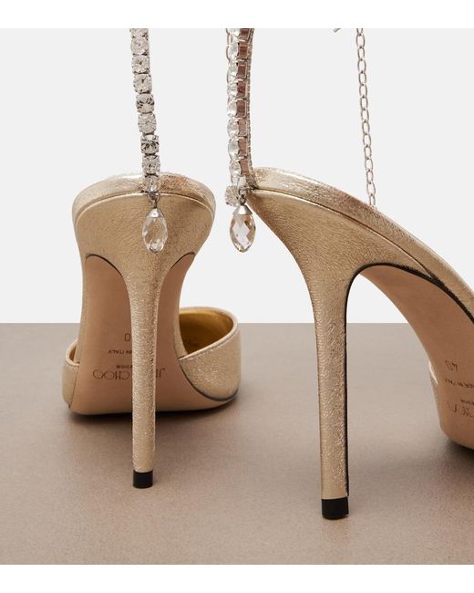 Jimmy Choo Natural Saeda Embellished Pumps