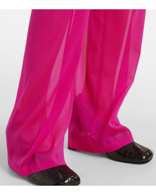 Dries Van Noten Pink High-Rise Silk-Blend Wide-Leg Pants