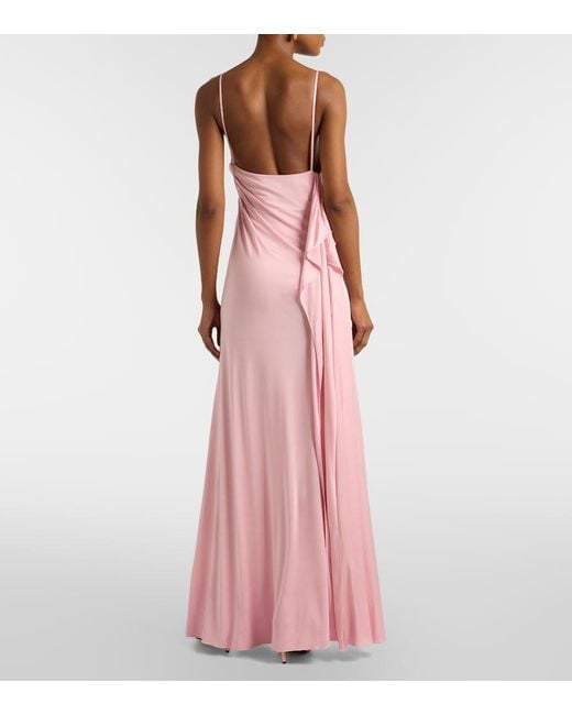 Versace Pink Medusa Gathered Jersey Gown