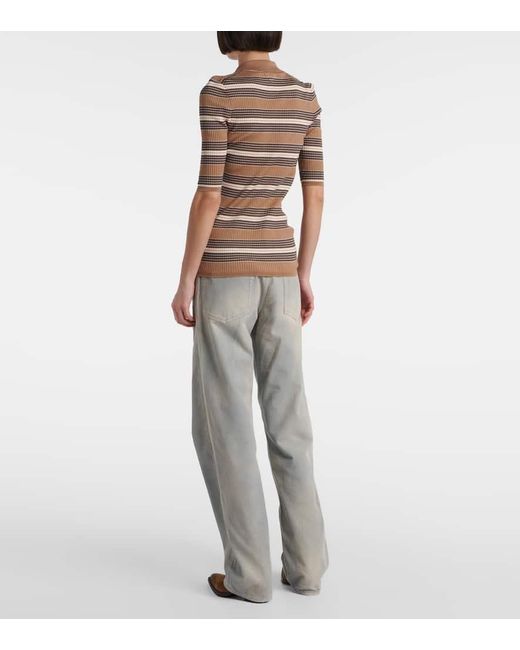 Prada Brown Polopullover Aus Einem Baumwollgemisch