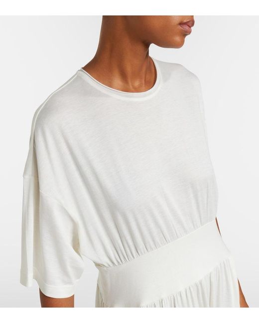 Totême White Cotton And Silk Jersey Midi Dress