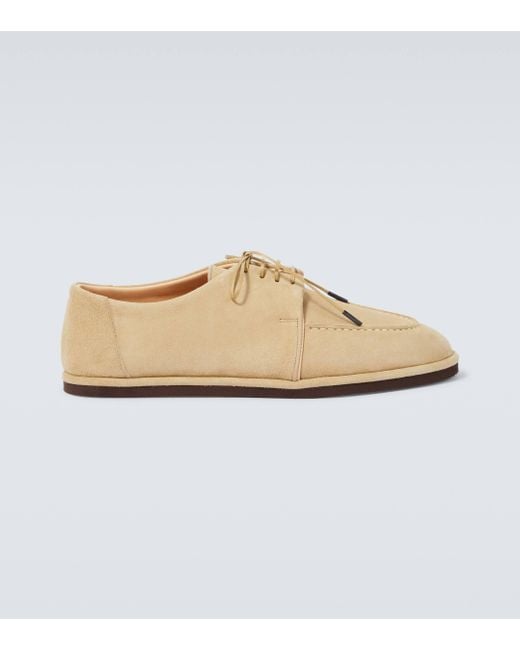 Auralee White Suede Derby Shoes for men