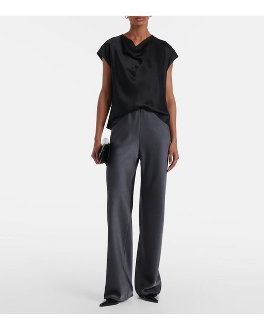 Vince Gray Gerade High-Rise-Hose Aus Satin