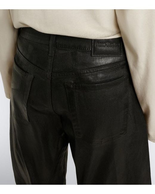 Acne Black Coated Barrel-Leg Jeans