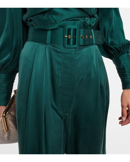Zimmermann Green Belted Wide-leg Trousers