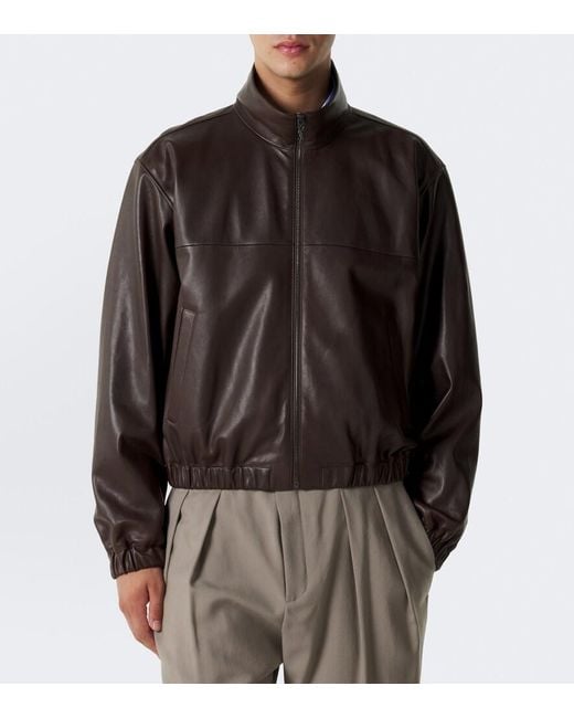Saint Laurent Brown Leather Blouson Jacket for men