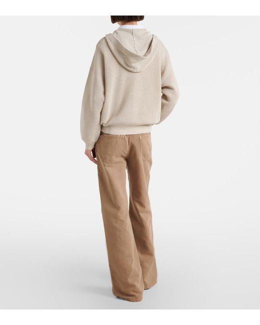 Brunello Cucinelli Brown Mid-Rise Cotton And Linen Wide-Leg Pants