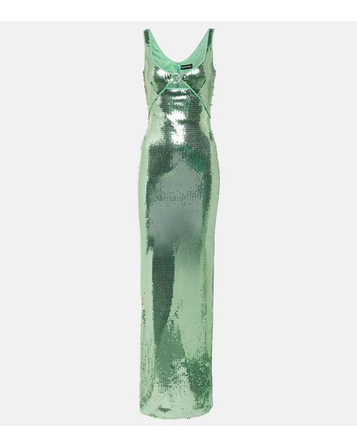 David Koma Green Sequined Gown