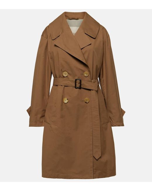 Max Mara Brown Cotton-blend Twill Trench Coat