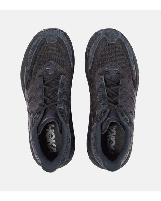 Hoka One One Black Clifton Ls Leather-trimmed Mesh Sneakers for men