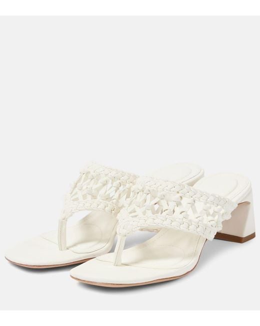 Jonathan Simkhai White Alia Woven Leather Platform Thong Sandals