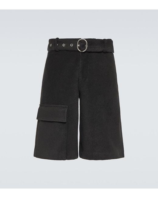 Jil Sander Black Crochet Low-Rise Cotton-Blend Shorts for men