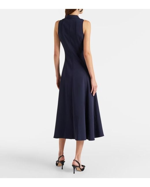 Ralph Lauren Blue Alecia Cotton-Blend Midi Dress
