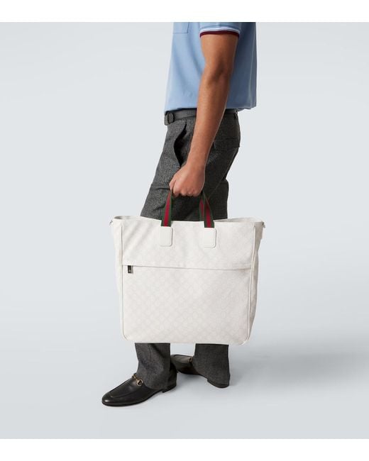 Gucci White Gg Canvas Large Tote Bag for men