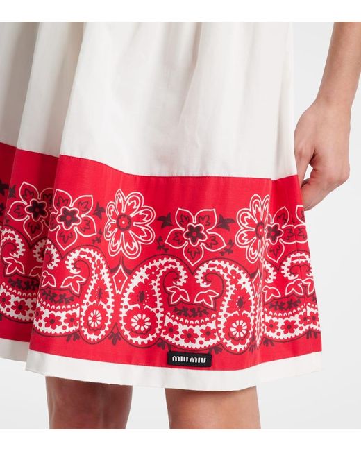 Miu Miu Bandana Printed Cotton Poplin Miniskirt in Red | Lyst