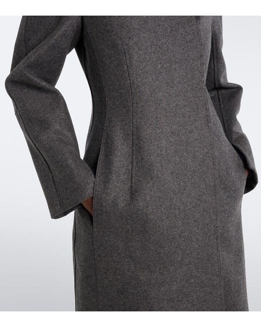 Jil Sander Gray Double-Breasted Virgin Wool Coat
