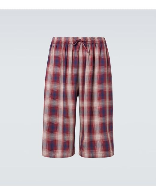 Acne Red Checked Shorts for men