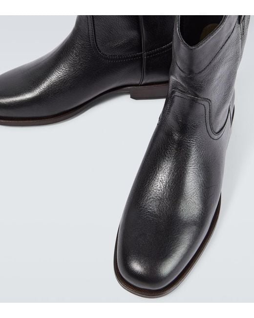 Lemaire Black Leather Cowboy Boots for men