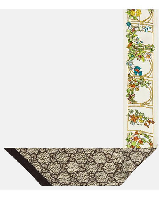 Foulard imprime en soie Gucci en coloris Metallic