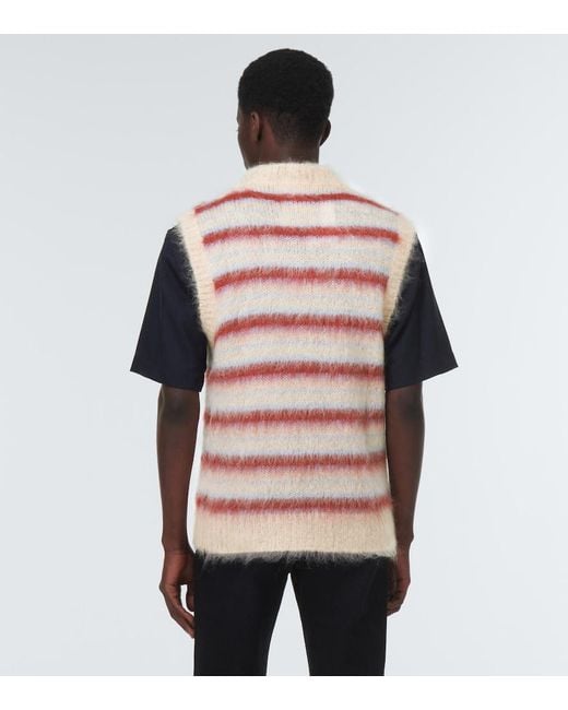 Marni Pink Striped Wool-Blend Sweater Vest for men