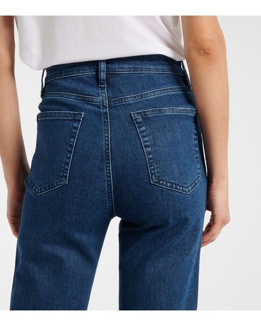 FRAME Blue Icon Cropped Mid-Rise Straight Jeans
