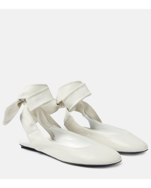 The Attico White Bridal Cloe Leather Slingback Flats