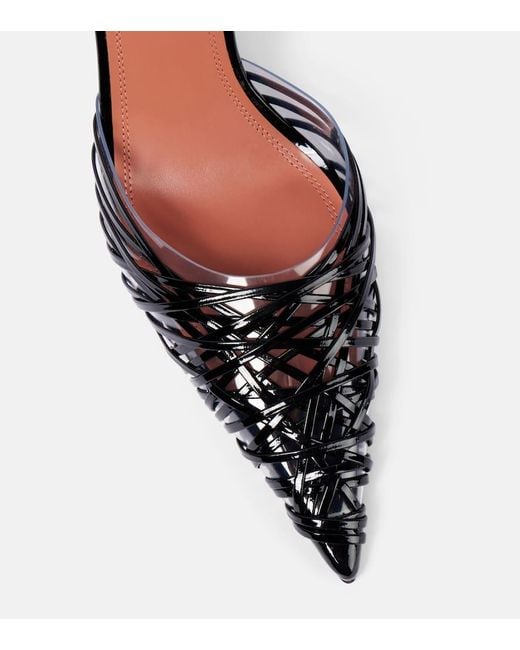 AMINA MUADDI Black Lori 90 Patent Leather And Pvc Slingback Pumps