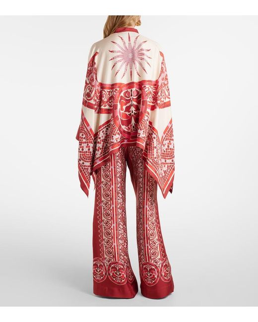 LaDoubleJ Red Foulard Printed Silk Twill Shirt