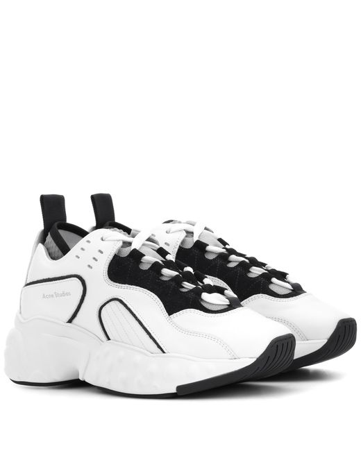 Acne White Manhattan Leather Sneakers