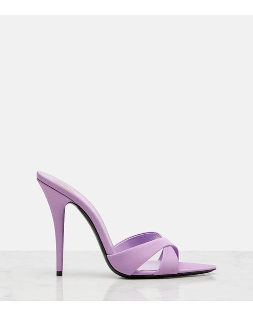 Saint Laurent Purple Kirat Crepe Satin Mules