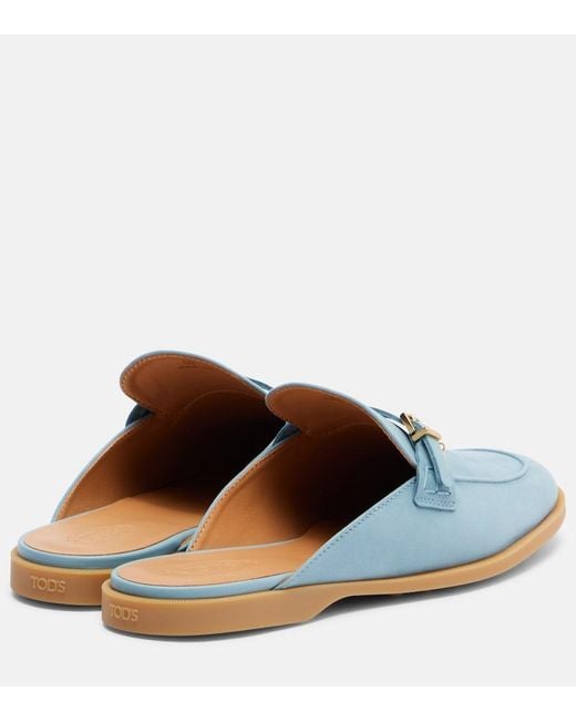 Tod's Blue Gommino Leather Mules