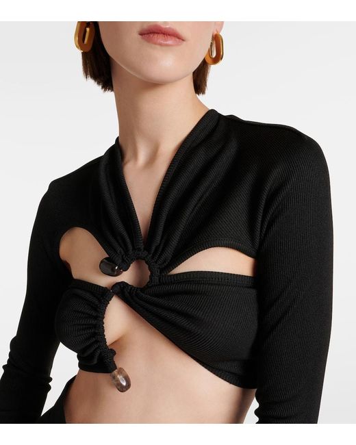Top cropped Stone Scythe con cut-out di Christopher Esber in Black