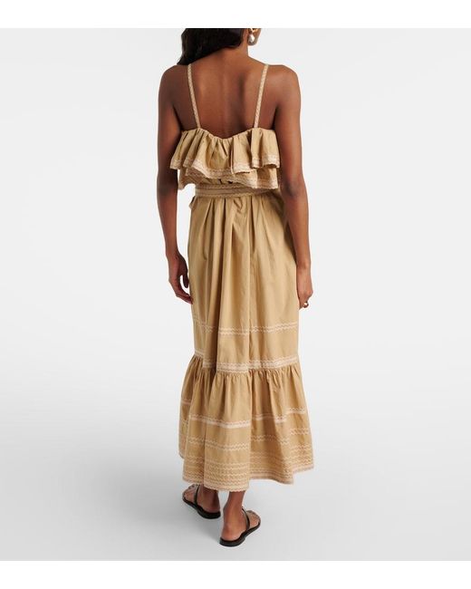 Ulla Johnson Metallic Lucian Ruffled Cotton Midi Dress