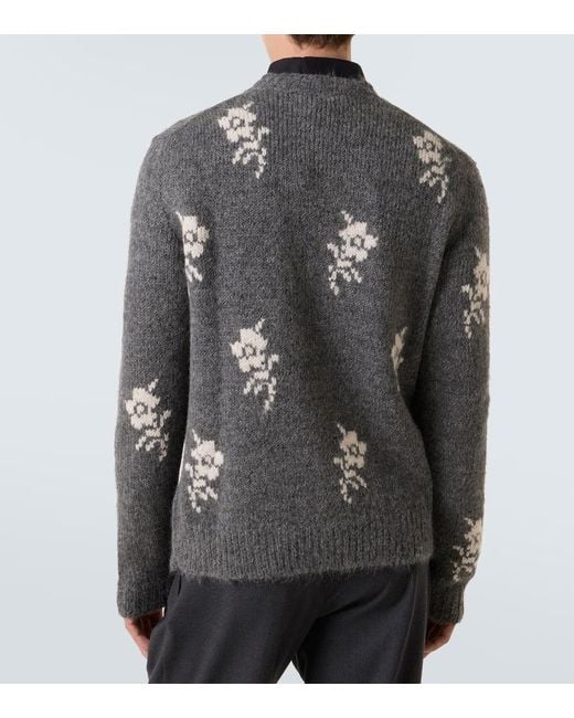 Pull Intarsia En Alpaga Et Laine Melanges Jil Sander pour homme en coloris Gray